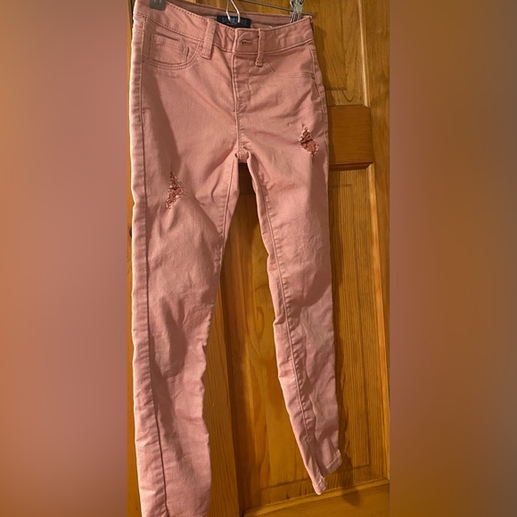 Blue Spice Distressed Jegging’s Skinny jeans rose pink Girls Size 10 - Picture 2 of 8